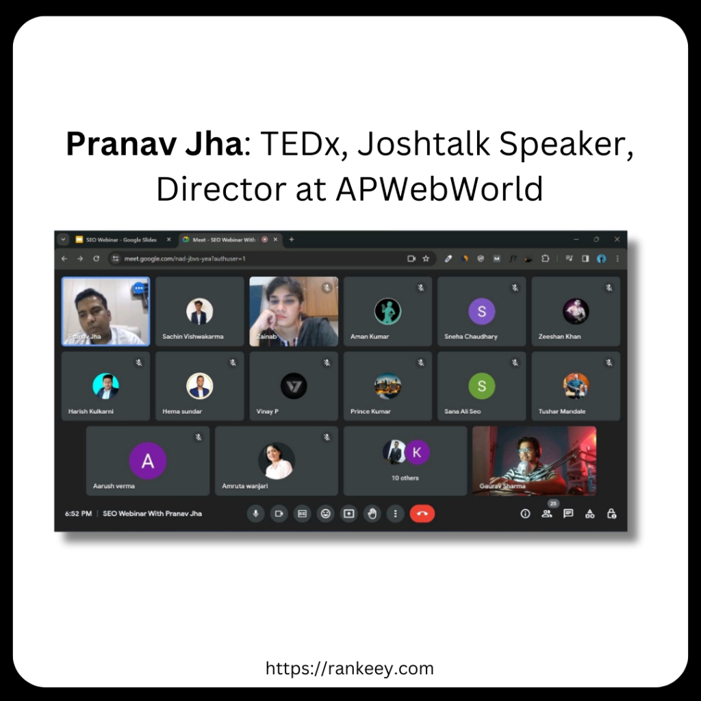 Pranav Jha sir in rankeey webinar