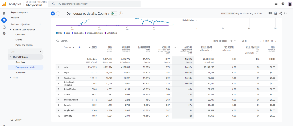 Demographic Google Analytics Metrics